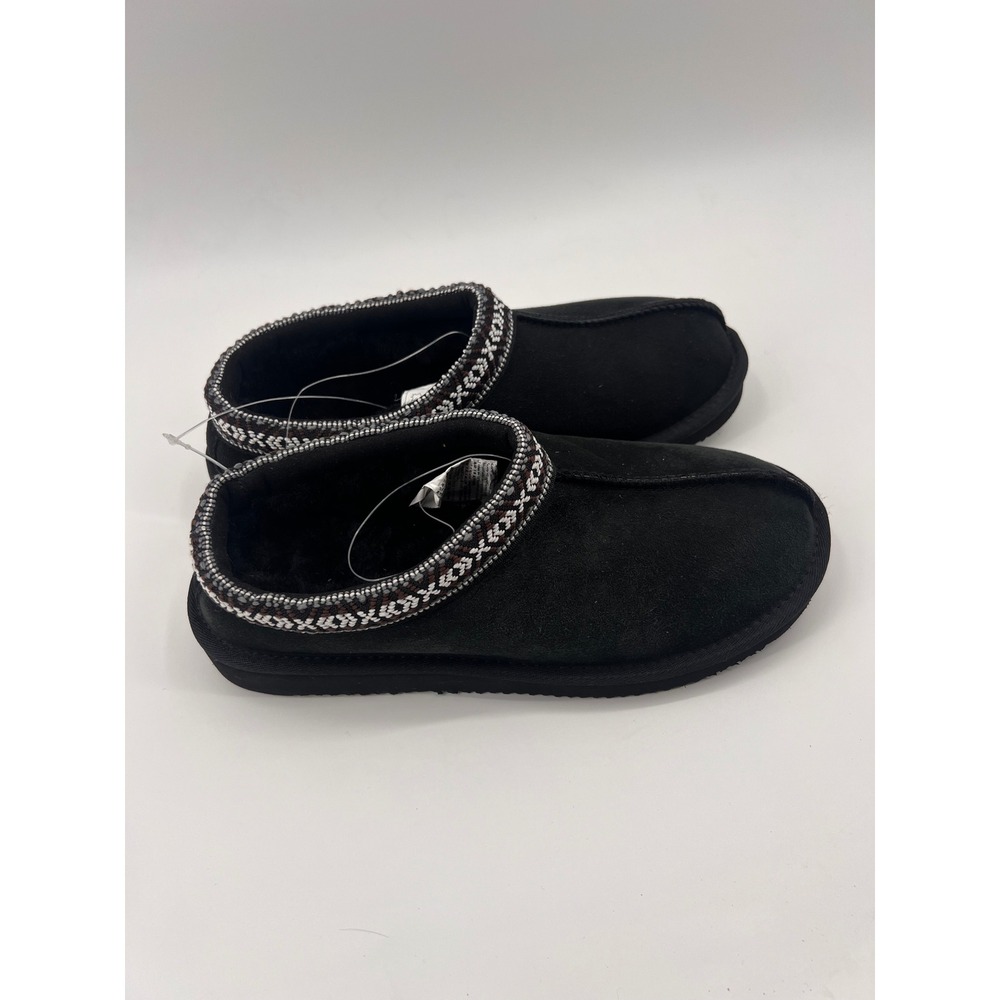 Kirkland Signature Black Suede Shearling Lined Slippers Clogs 777173 W 7 M6